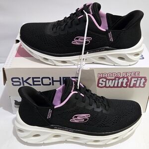 Skechers Hands Free Swift Fit Women's Sneakers Black Mesh Slip-On Comfort Shoes